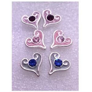 Set of 3 Pairs of Heart Stud Earrings and Backings